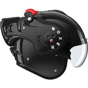 ROOF Boxer V8 Alpha Glossy Black 22-06 - Maat M - Systeemhelmen - Scooter helm - Motorhelm - Zwart - Scooterhelmen mannen en vrouwen.