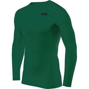 TCA Mannen HyperFusion Compressie Basislaag Top Lange Mouw Ondershirt - Crew Hals - Groen, XXL