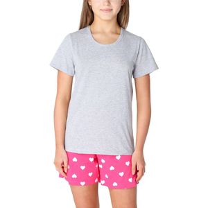 Merry Style Dames Pyjama - Korte mouwen - Korte broek - Katoen - MS-MS10-265-PJ - Melange/Roze/Harten - 164