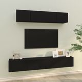 The Living Store Tv-meubelset Massief Hout - 60x30x30 cm + 80x30x30 cm - Zwart