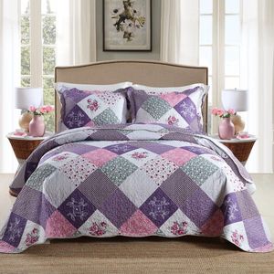 Unyqoos® Sfeervolle Bedsprei Set met Bloemenpatroon en Patchwork Design voor Tweepersoonsbedden