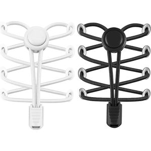 Elastische veters 120 cm zwart, set van 2 - Vervangende ronde veters voor sneakers - Zwart-wit - Geschikt voor schoenen en meer