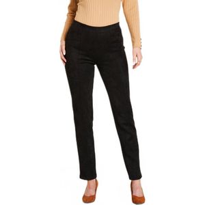 Rechte broek met elastische tailleband in suède breisel