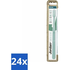 24 x Jordan - Tandenborstel - Green Clean - Medium - Duurzame Tandenborstel - Milieuvriendelijke Tandenborstel - Biologisch Nylon Tandenborstel - Tandenborstel Gerecycled Plastic - Tandenborstel Ergonomisch