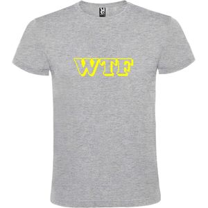 Grijs T shirt met print van "" WTF letters "" print Neon Geel size XXXXL