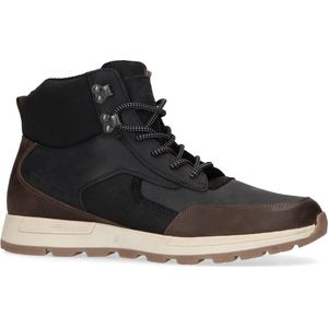 Manfield - Heren - Donkerbruine leren veterboots - Maat 43