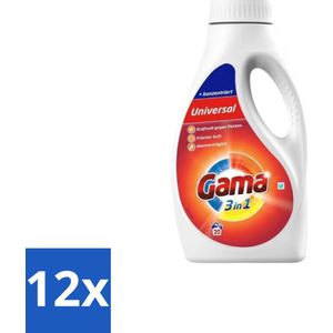 12 x Gama - Wasmiddel - 3 In 1 - Huidvriendelijk - 20 Wasbeurten - Wasmiddel - Waspoeder - Wasverzachter - 3 In 1 - Huidvriendelijk