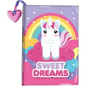 Roze/paars dagboek Sweet Dreams unicorn/eenhoorn glitter - Persoonlijke dagboeken - Cadeau voor meiden/kinderen