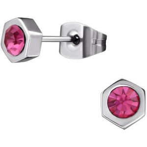 Aramat Jewels Oorbellen - Stalen Zeshoek Oorbellen Kristal - Roestvrij staal - Mannen - Kinderen - 3