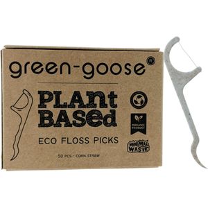 green-goose® Bio-Based Flossers - 50 Stuks - Gemaakt van Plantaardig Materiaal - Bioplastic Flosdraad voor Kinderen - Plantbased, Duurzaam, Ecologisch, Biologisch Afbreekbaar
