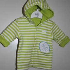 Reversible capuchonvest limegroen streep mt 56