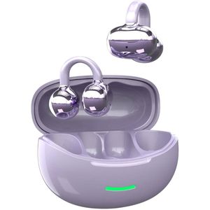 Draadloze oordopjes met Oorclip Paars - Geschikt voor Apple en Android - Bluetooth 5.4 - Draadloze oortje Bluetooth - Sport Oordopjes - Bluetooth Oordopjes - Draadloze Oordopjes - Oortjes Draadloos - In-Ear Oordopjes - Model W18