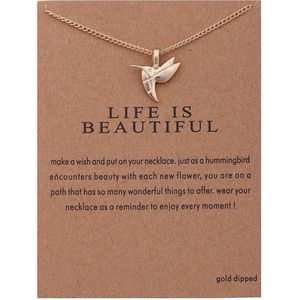 Kasey - Life Is Beautiful Ketting - Kolibrie hanger aan ketting - Hummingbird - Geluksketting