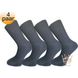 Nakkie’s medische sokken - 100% katoen - 4 paar - Maat 43/46 - Antraciet - Neuropathie - Reuma - Diabetes