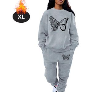 Nivard Joggingpak - Huispak - Volwassenen - Trainingspak - Comfortabel - Joggingsbroek - Tracksuit - Dames - Winter - Grijs - XL