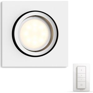 Philips Hue Milliskin recessed Inbouwspot basis - White Ambiance - GU10 - Wit - 6W - Vierkant - incl. Dimmr Switch