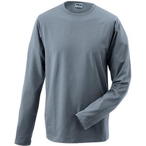 James and Nicholson - Unisex Lange Mouwen Elastisch T-Shirt (Grijs)