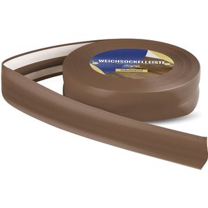 DQ-PP ZACHTE PLINT, 75 m (3x25m), Donkerbruin, 32 x 23 mm, PVC, zelfklevend, knikhoek plinten rubberen strip plint hoekprofiel afsluitstrip vloerlijst