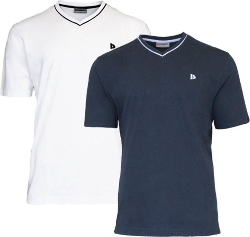 Donnay - Jason - T-shirt - Wit/Navy - 2-Pack - V-hals - Heren