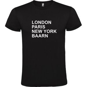 Zwart T-shirt 'LONDON, PARIS, NEW YORK, BAARN' Wit Maat 3XL