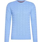 Cappuccino Italia - Heren Sweaters Cable Pullover Sky - Blauw - Maat XL