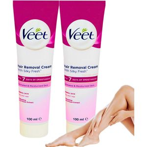 Veet Ontharingscreme - Normale Huid - 2 Stuks - Ontharingscreme Intieme Delen - Bikinilijn & Benen en Lichaam - Ontharing - Hair Removal Cream