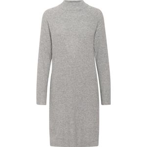 Kaffe - Gebreide Jurk - Grijs - Rinya - Knielengte - Losse Pasvorm - Lange Mouw
