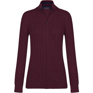 Felix Hardy Kabelgebreid Vest - Cardigan - 100% Katoen Dames Bordeaux - L