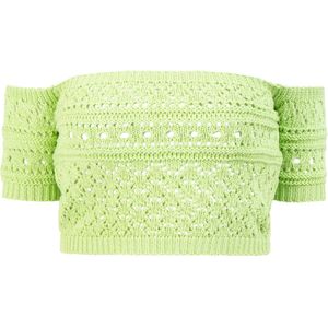 myMo - Gebreid Overhemd - Off-Shoulder - Katoen-Acrylmix - Korte Mouwen