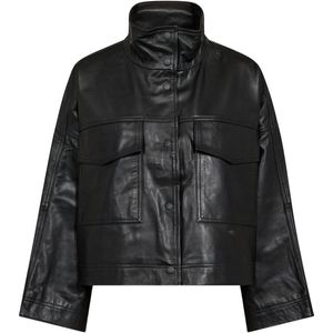 co'couture Phoebe Leather Box Jacket Black