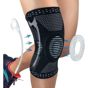 Kniebrace - Kniebandage - Kniebescherming - Knie ondersteuning - Knee wraps - Knieband - Knie hulp - Knie massage - Zwart - Maat L