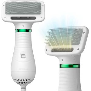 Gigicial Huisdierföhn - 2-in-1 huisdierhaarborstel - Verstelbare temperatuur (40/60 °C) Draagbare verzorgingstool - 1 stuk - Huisdierspecifiek wit