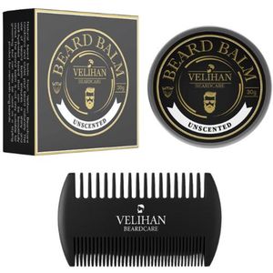 Velihan Beardcare - Baardverzorging Duo Pack - Baardbalsem Geurloos - Baardkam - Baardverzorging set - Cadeau voor hem - Baardverzorging - Baard olie - Cadeau voor vriend - Baardgroei - Perfecte cadeau voor man - Geschenkset mannen