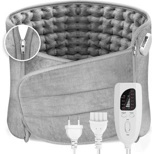 Elektrisch Verwarmingskussen 126 x 31 cm met Automatische Uitschakeling en Oververhittingsbeveiliging - Warmtekussen met 6 Temperatuurniveaus en 4 Timer-instellingen voor Rug