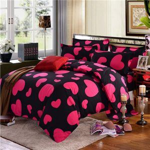 Ibenzoa® Fuchsia Beddengoedset voor Meisjes met Zwart Hartpatroon en Superzachte Microvezel, 3-delig
