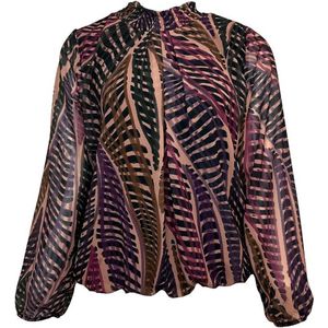 Blouse N203 cyclaam print turtle LM Pink Lady maat M