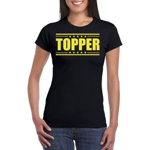 Toppers in concert - Bellatio Decorations Verkleed T-shirt voor dames - topper - zwart - geel glitters - feestkleding M