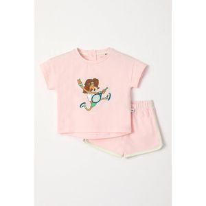 Woody pyjama meisjes - leeuw - roze - 241-10-PZG-Z/406 - maat 80