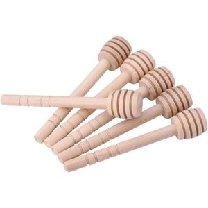 50Pcs/Set Household Wooden Mini Jam Honey Dipper Jar Dispensing Collecting Stirring Rod Stick (Mini 8cm)