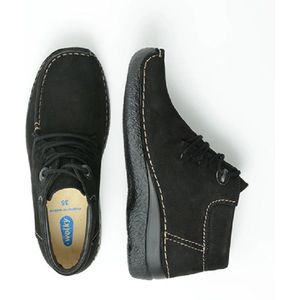 Wolky - Seamy Moc - Hoge Veterschoenen - Zwart - Nubuck