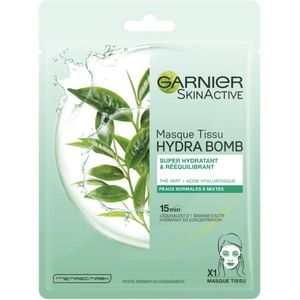 Garnier - SkinActive - Hydra Bomb Tissue Masker - Groene Thee - 1 Gezichtsmasker - 1 stuk