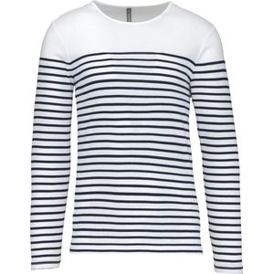 Kariban Gestreept heren-t-shirt lange mouwen K366 - White / Navy Stripes - XL