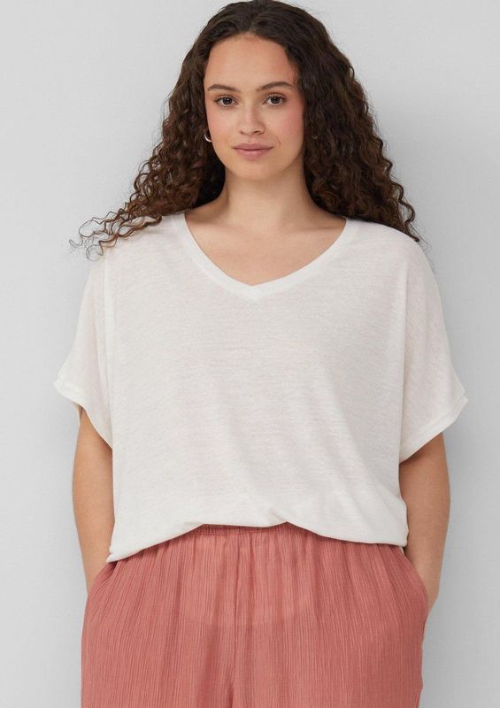 T-shirt - Loose-fit - V-hals - Linnenmix