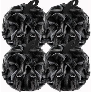 4 stuks - Badballen - Badsponzen - Zachte net sponzen - Unisex exfoliërende sponzen - Badkameraccessoires - Lichaamsreiniging Tools -13*13*13cm(zwart)