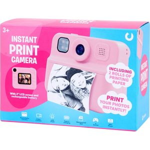 Instant Print Camera – Kindercamera met 2 Rollen Printpapier – Direct Print – 2.0” LCD Scherm – Roze – Voor Kinderen vanaf 3 Jaar