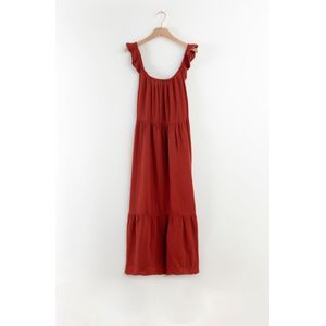 Sissy-Boy - Rode A-lijn maxi jurk met ruffle details