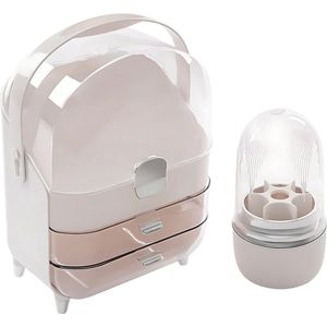 Make-up Organizer - Skincare organizer - Opbergdoos - Sieradendoos - met 2 Lades - Voor Cosmetica & Sieraden op Bureau - Wit