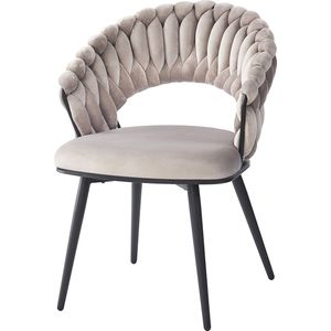 HTfurniture-Belle stitching chair-Light gray color-with black legs