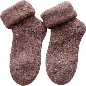 Warme winter sokken dames roze - 1 paar - maat 36-40 - wol - gevoerd - damessokken - cadeautip