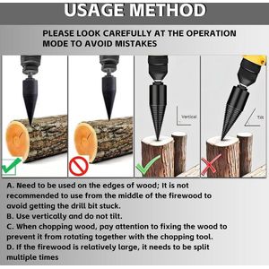 32 mm + 45 mm Wood Splitter Drill Cone with 3 Drill Handles | Shaft Cone Slit